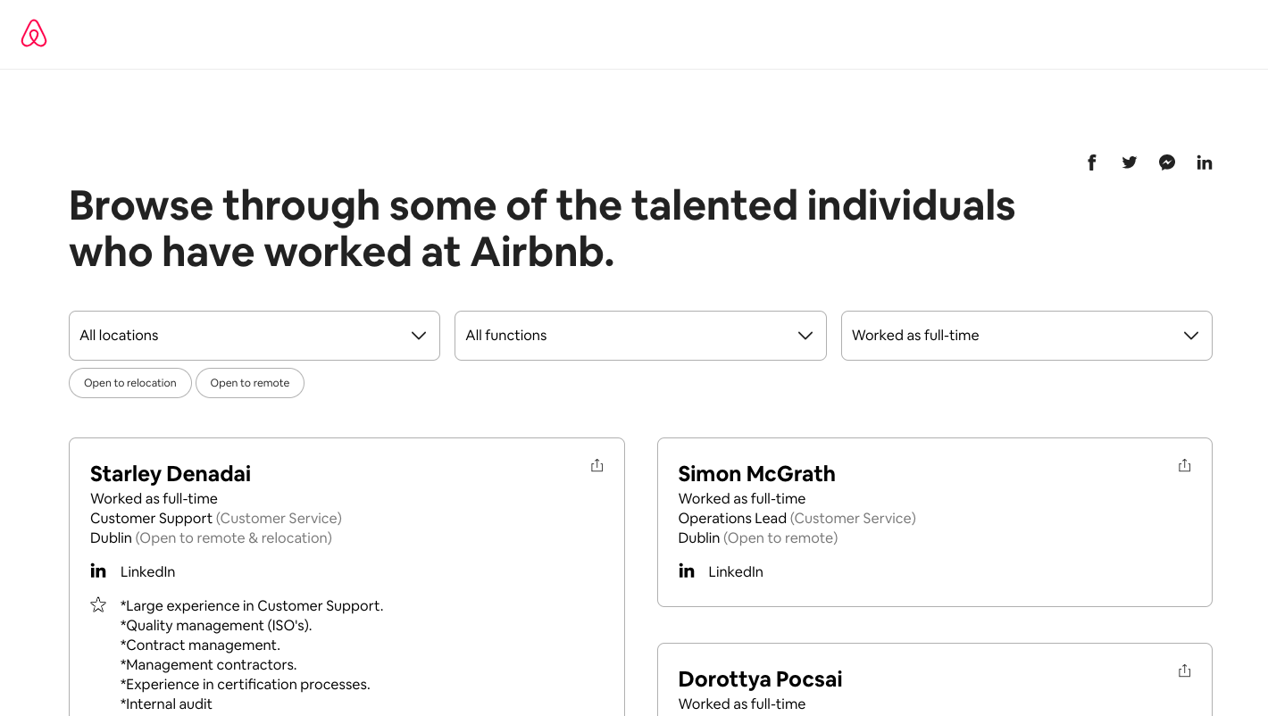 Airbnb Talent Directory