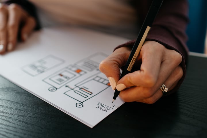 Person drawing a plan