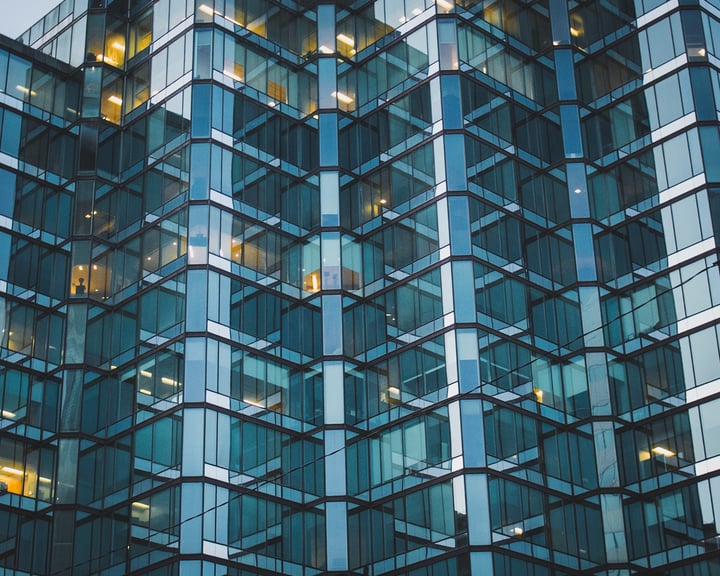 Some people working in an empty office building